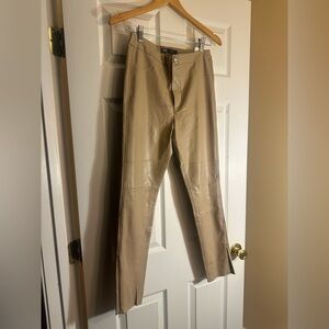 Tan leather pants